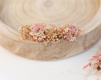 Romantic mini flower hairpins, Wedding  flower hair pins, Pink Blush baby's breath bridal headpiece, Dried hair pins, Custom accessories