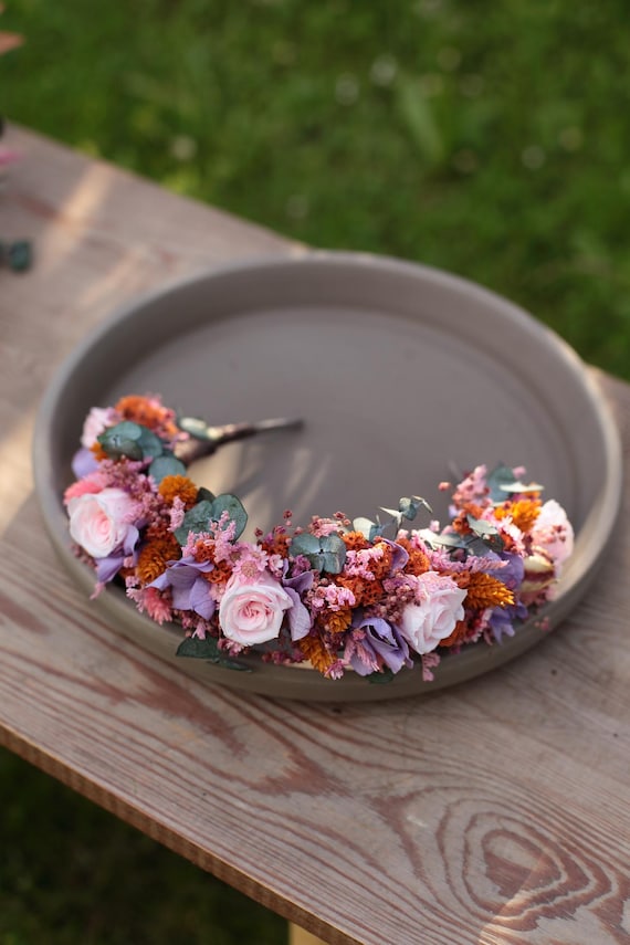 Boho Dusty Pink Flower Headband: Handmade Bridal Hairband - Etsy display picture 2