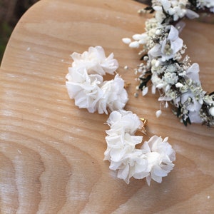 Witte bruidskrans Boho bruiloft Haar tiara Romantische Bruid bloemkroon Eucalyptus Krans voor Bruid Gipskruid haarband Groen Kroon afbeelding 8