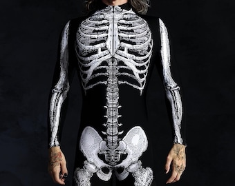 Skeleton Costume: Men's Halloween Lycra Bodysuit