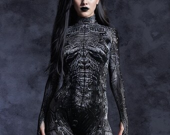Burned Zombie Bodysuit: Women's Rave Costume, Cyber Cosplay