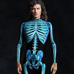 Costume da scheletro da uomo, Travestimento, Costumi di Halloween, Costume da Halloween da uomo, Costume da scheletro da uomo, Costumi coordinati, Tuta da scheletro da uomo