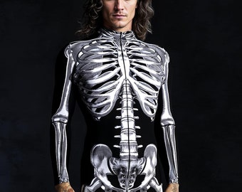 Silver Skeleton Costume: Adult Halloween Cosplay