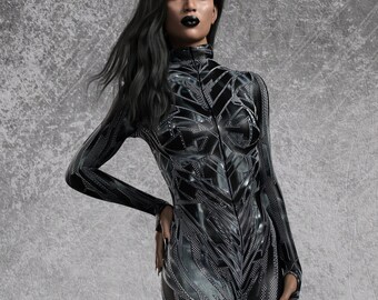 Carbon Rave Costume: Psychedelic Festival Outfit for Woman