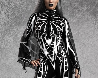 Arachna Dark Costume: Spider Cosplay Bodysuit - Rave Festival Outfit