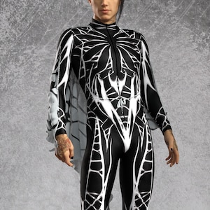 Festival Male Bodysuit, Rave Set Man, Black Set Men, Mens Spider Costume, Cosplay Costume, Adult Disco Party Set, Festival Set Men Unique