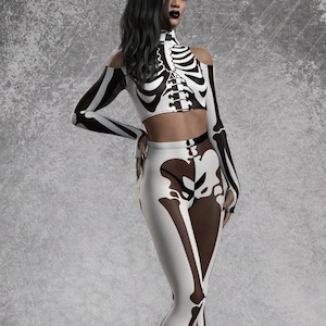 Halloween Set, Halloween Costume Women, Mesh Halloween Skeleton Set Women, Halloween Mesh Set For Women, Women Unique Halloween Mesh Set