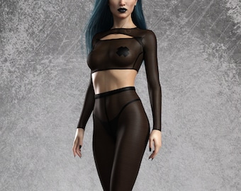 Festival Leggings Set, Transparent Sexy Outfit, Rave Mesh Outfit, Festival Mesh Set, Disco Party Outfit, Summer Outfit, Burning Man Outfit