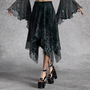 Goth Witchy Outfit, Unique Festival Skirt Woman, Gothic Clothing Women, Rave Sexy Skirt Women, Gothic Skirt Women, Festival Layered Skirt