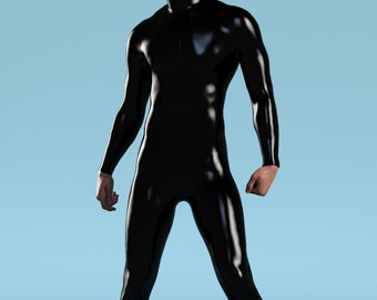 Black Holographic Rave Bodysuit Men: Festival Costume