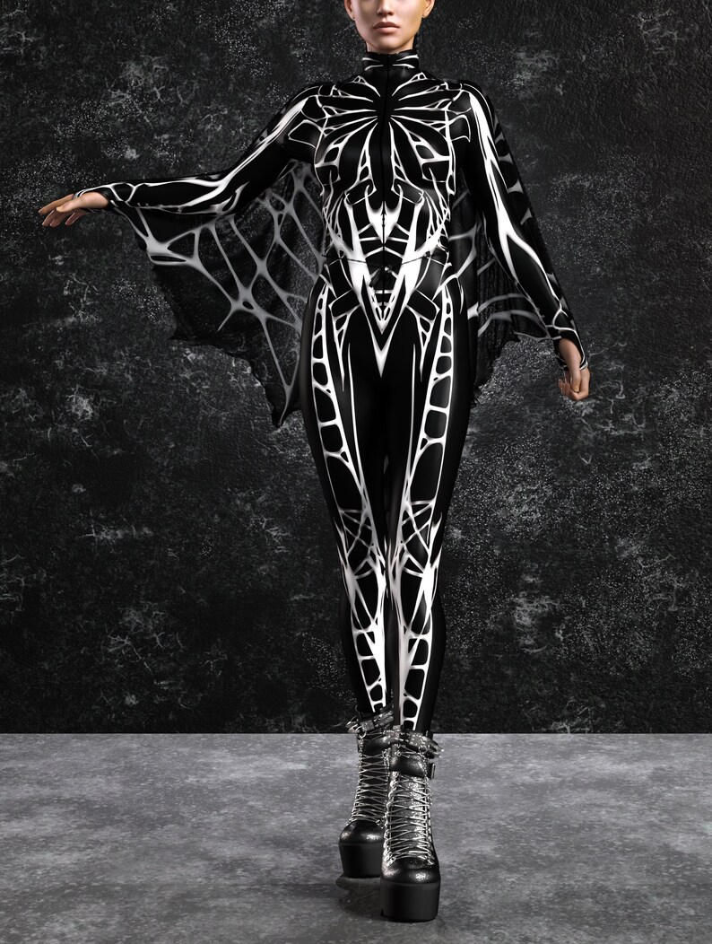 Arachna Dark Costume: Spider Cosplay Bodysuit - Rave Festival Outfit - Etsy