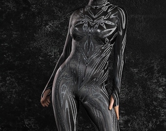 Halloween Costume For Woman, Halloween Carbon Costume, Performance Party Costume Woman, Sexy Halloween Costume, Halloween Outfit For Women