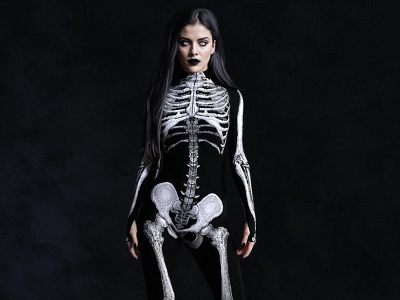 Skeleton Print Bodysuit Adult Black Skeleton Print Bodysuit Adult Black