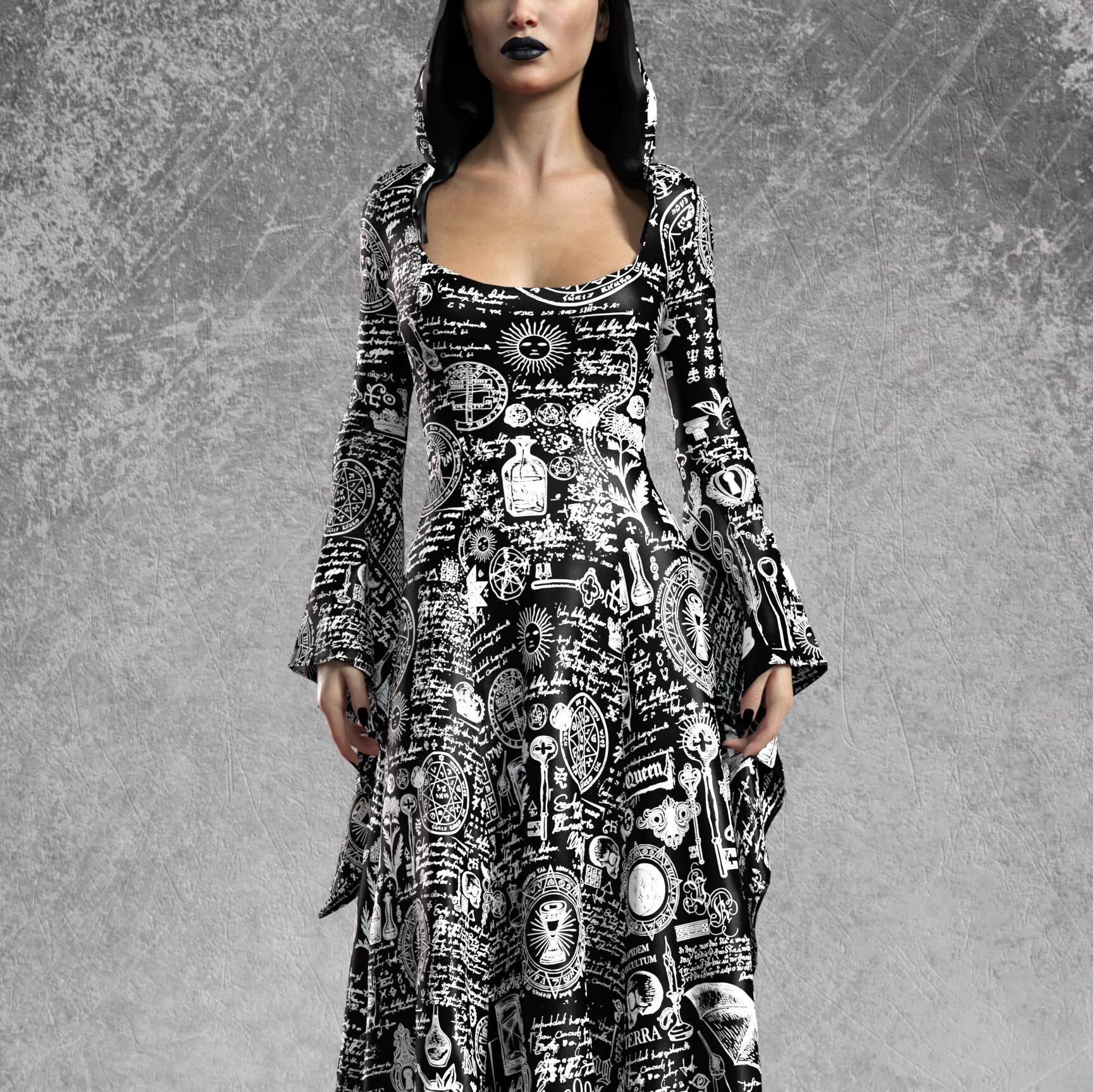 Vestito da strega da donna, costumi di Halloween, costume di Halloween per adulti, costume occulto da donna, vestito nero da donna, costume di Hallowe
