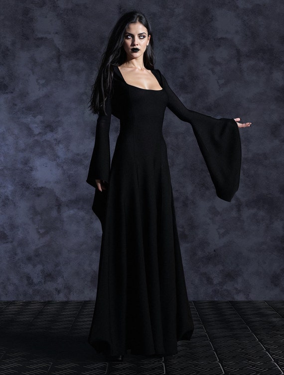 Black Witch Dress: Gothic Festival Costume, Lycra Rave Gown