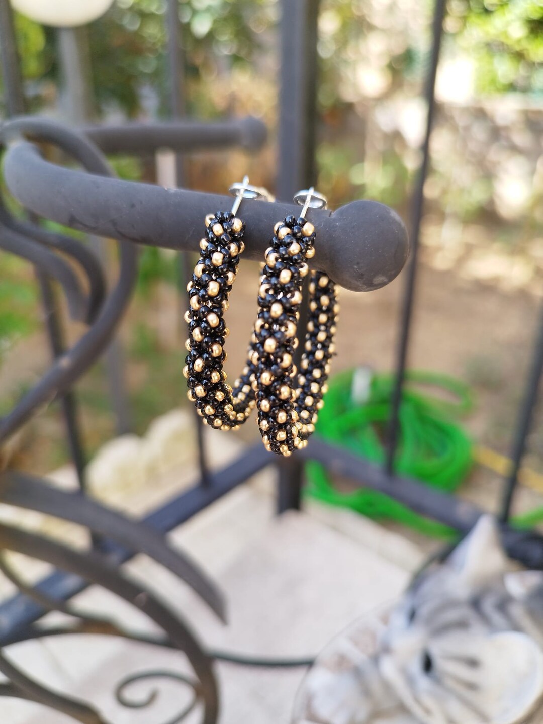 Brighton MINI Amber Mini Glam Beads Non Brighton Hoops Silver Earrings-2 Beads