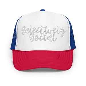 Selectively Social Embroidered Hat, Trucker Hat, Funny Hat, Bachelorette Party, Custom Hats, Antisocial