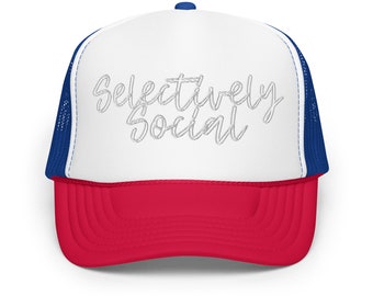 Selectively Social Embroidered Hat, Trucker Hat, Funny Hat, Bachelorette Party, Custom Hats, Antisocial