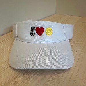 Peace Love Tennis Visor, Embroidered Visor, Tennis hat, Love Tennis