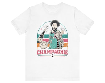 シャンパンTシャツ、レトロスポーツグラフィックTシャツ、ジュリアン・シャンパンTシャツ
