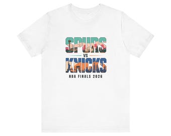 T-shirt Spurs vs Knicks Finales NBA 2026 | Maillot de championnat de basket-ball, t-shirt de la finale des éperons, maillot de foot des éperons