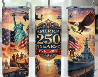 Amerika 250 jaar patriottische Tumbler Wrap 20oz mager recht sublimatieontwerp Digitale png-download