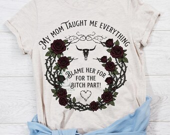 Sarcastisch moedershirt SVG, edgy Western Rose Goth moeder cadeau png pdf, alt esthetische moeder sublimatie
