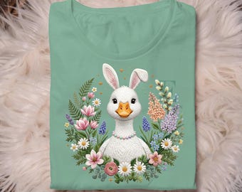 Cottagecore Goose Bunny Ears, png, grillig lentesublimatieontwerp (digitale download)