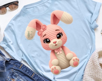 Faux Garen Coquette Bunny PNG | Digitale download gehaakte Grannycore (DTF-sublimatie)