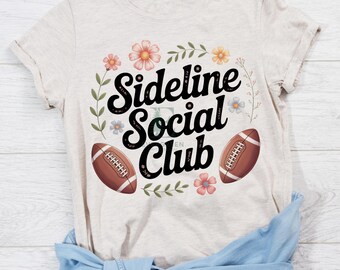 Floral Football Sideline Social Club, png, retro Sports Mom Design (digitale download)