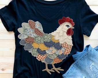 Patchwork haan, png PNGEgg | Sublimatieafbeelding Cottagecore gebloemde kip (digitale download)