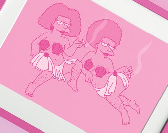 Patty & Selma: roze A4-print