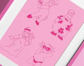 Homer Simpson verkleed: roze A4-print