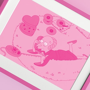 El señor Burns al teléfono - Impresión rosa A4