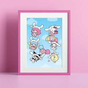 Impresión A4 inspirada en la fiesta de Sanrio Cinnamoroll