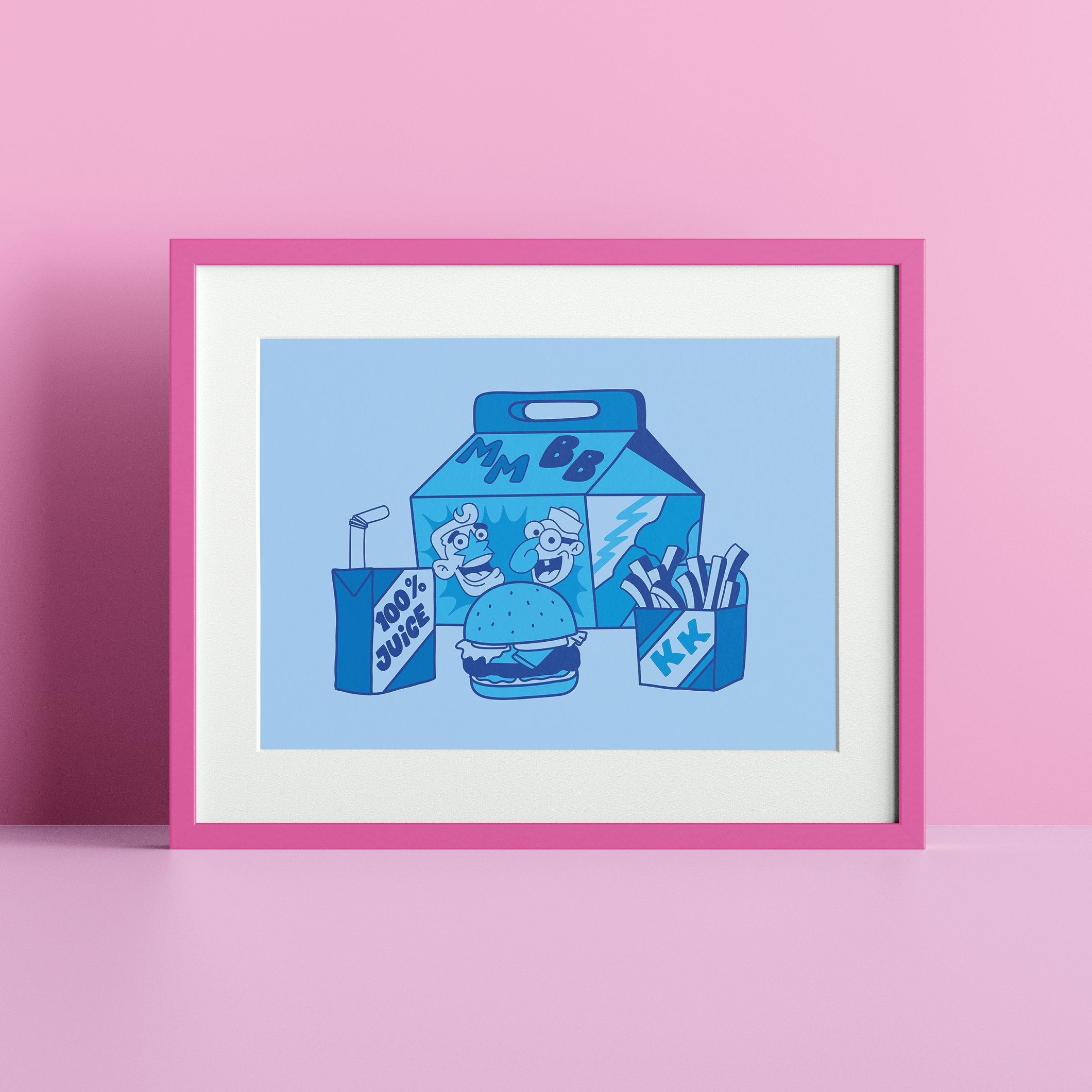 Mermaid Man and Barnacle Boy Inspired A4 Blue &amp; White Print - Etsy
