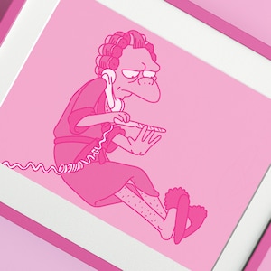 Moe Szyslak limándose las uñas - Impresión rosa tamaño A4