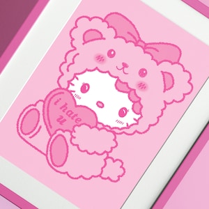 Hello Kitty 'I Hate U' inspiriert - A4 Druck