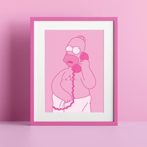 Homer portant une serviette - Impression rose A4