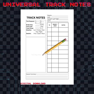 Sim Racing-bannoteringar PDF, digital universell karta över racerbanor