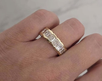 7.00 TCW Radiant Lab Grown Diamond Eternity Band – Half Bezel Diamond Men's Wedding Band