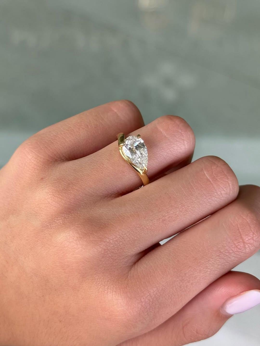 2 CT Pear Cut Lab Grown Diamond Engagement Ring – IGI Certified 14K ...