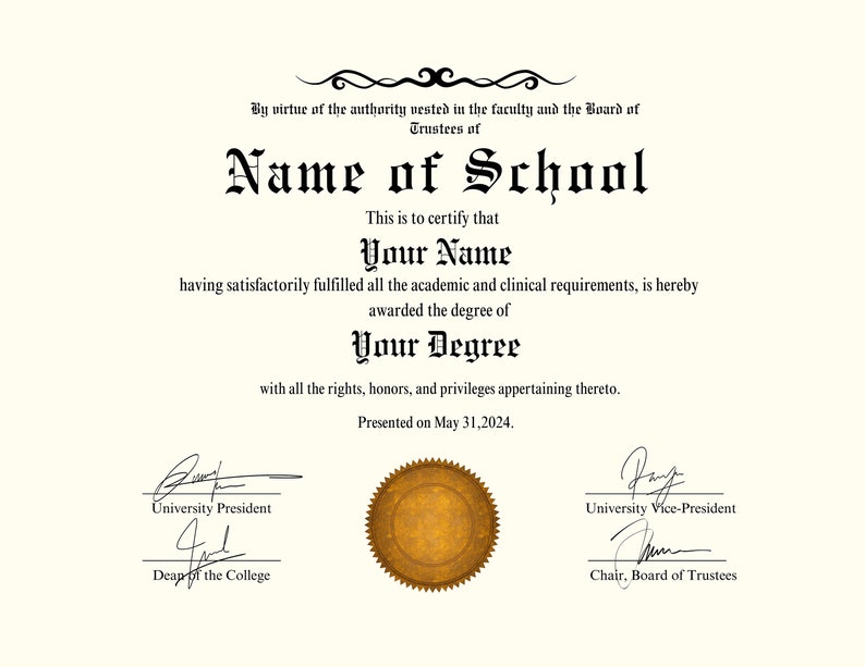 Customizable University Diploma, College Diploma, College Degree ...