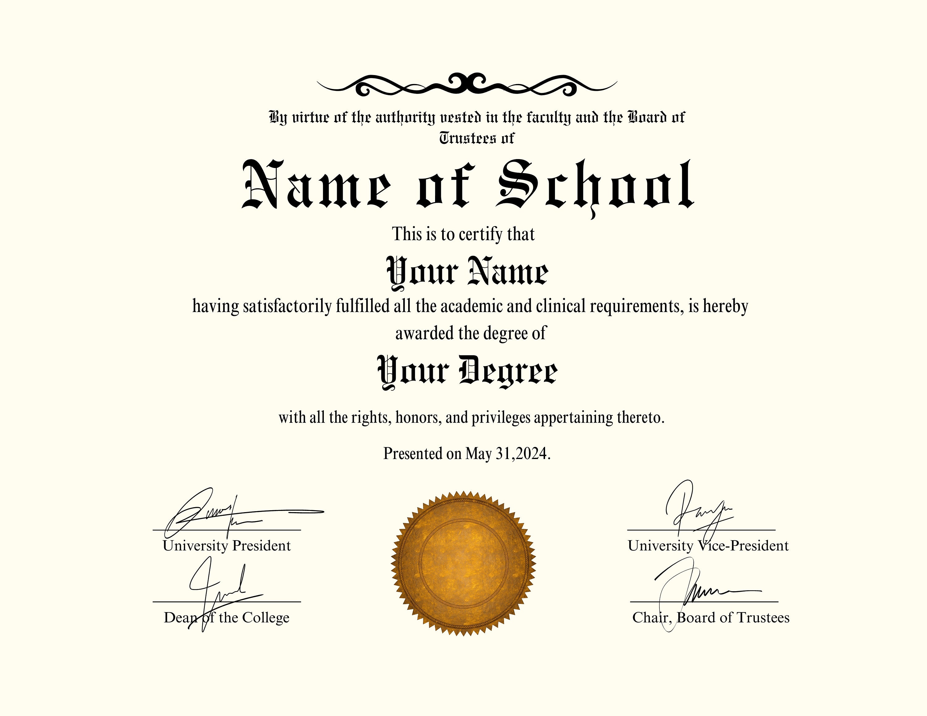 College Graduation Diploma Template