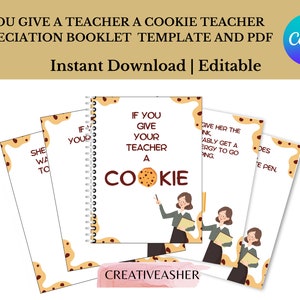 If You Give Your Teacher a Cookie Editable Canva Book Template,  End of Year Handmade Surprise Gifts Teachers Appreciation Week Gift  PDF