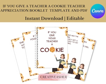 If You Give Your Teacher a Cookie Editable Canva Book Template,  End of Year Handmade Surprise Gifts Teachers Appreciation Week Gift  PDF