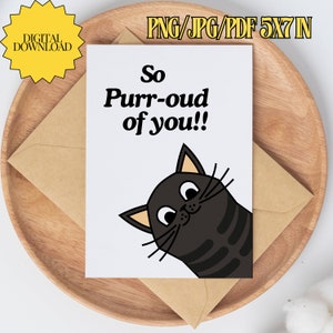 Biglietto di auguri per Fur Mom, Fur Dad, Cat Daddy, Cat Mommy Meow, biglietto di auguri divertente per lei, regalo per lui Cat Parents 5 x 7