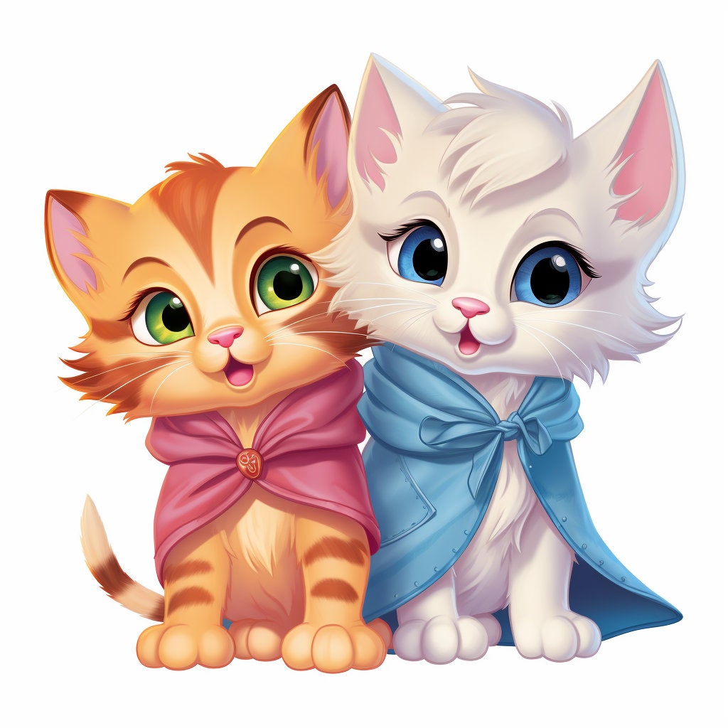Cute Cats Clip Art Bundle, Cartoon Cat PNG, Kawaii Pet Clipart, High ...