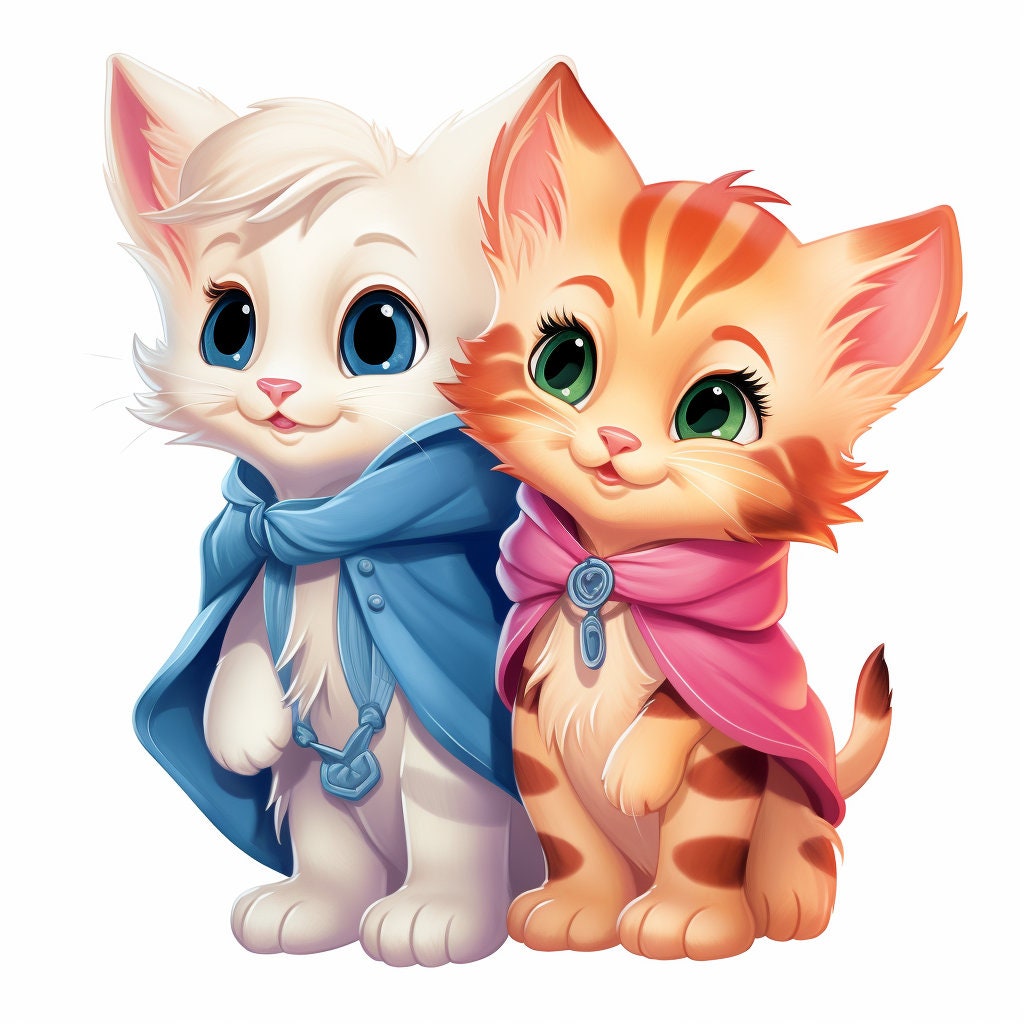 Cute Cats Clip Art Bundle, Cartoon Cat PNG, Kawaii Pet Clipart, High ...