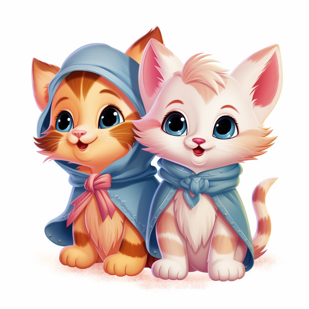 Cute Cats Clip Art Bundle, Cartoon Cat PNG, Kawaii Pet Clipart, High ...